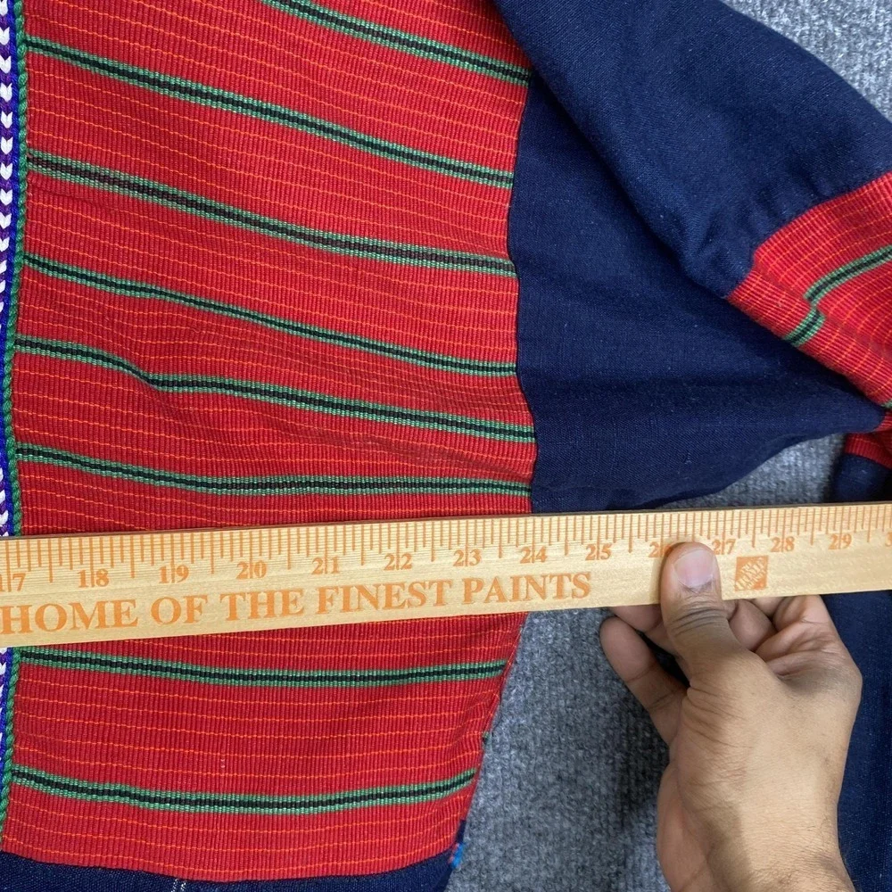 VTG Handmade Guatemalan Jacket Mens XL Multicolor Woven Boho Tribal Bomber Zip